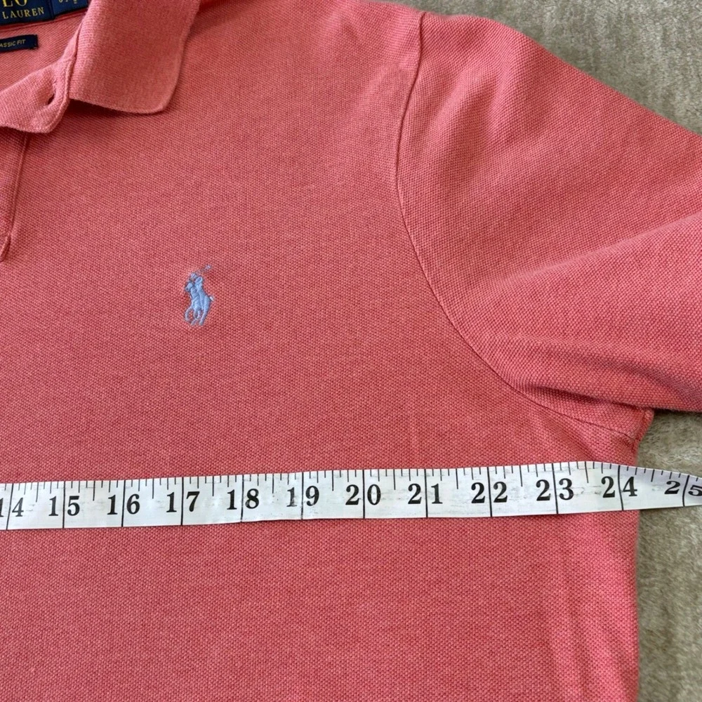 Polo Ralph Lauren Polo Shirt Mens‎ L Salmon Classic Fit Short Sleeve Preppy